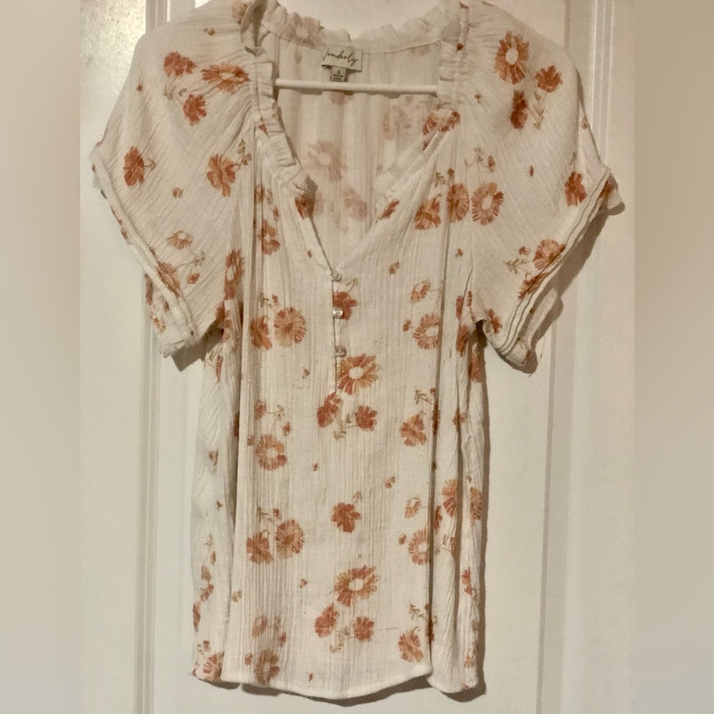Wonderly Cream Tunic with Rust Floral Print